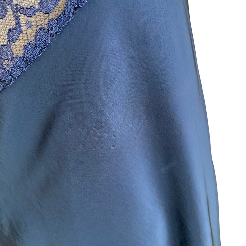 Vintage 30s 40s Navy Lace Slip Lingerie Boudouir Peignoir - Picture 8 of 11